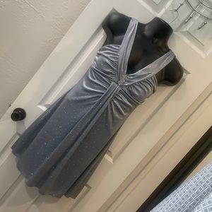 Deb Shiny Gray Silver L New Year’s Occasion Sleeveless Dress
